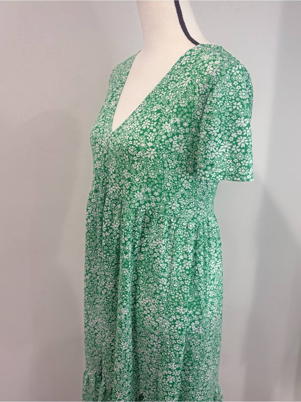 Zara Green Floral Maxi Dress V-neck Size S - Picture 6 of 7